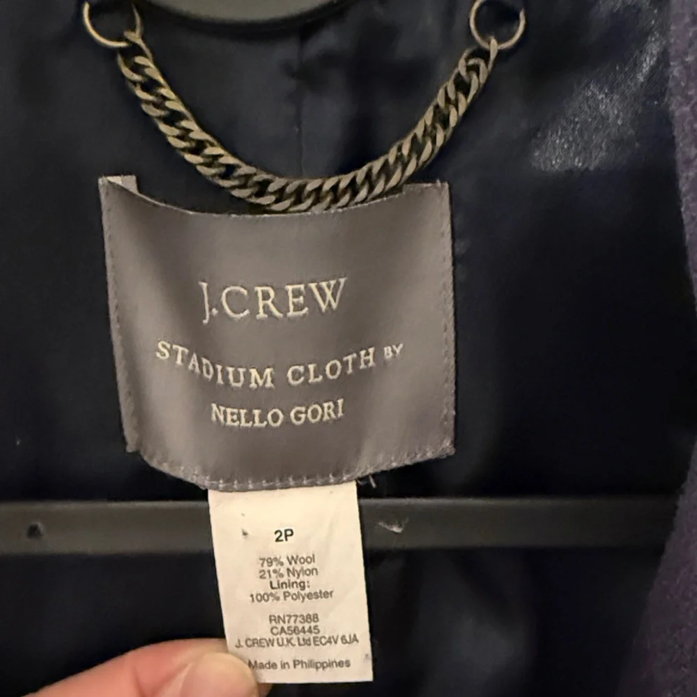JCrew Navy Wool Coat - Classic Stand Collar Jacket - Picture 2 of 5